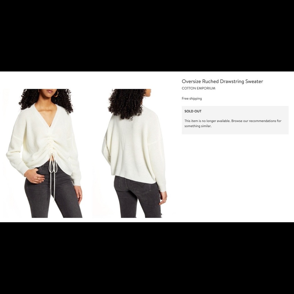 White Ruched Oversized Sweater